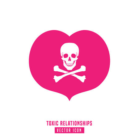Toxic relationships sign. Editable vector illustration in pink and white color. Communication, psychology and people behavior concept useful for pictogram, logotype, icon, symbol or poster design.のイラスト素材