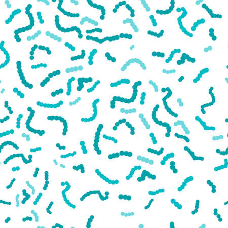 Streptococcus seamless pattern. Genus of gram-positive anaerobic bacteria. Editable vector illustration in blue colors isolated on white background. Medical, healthcare and scientific concept.のイラスト素材