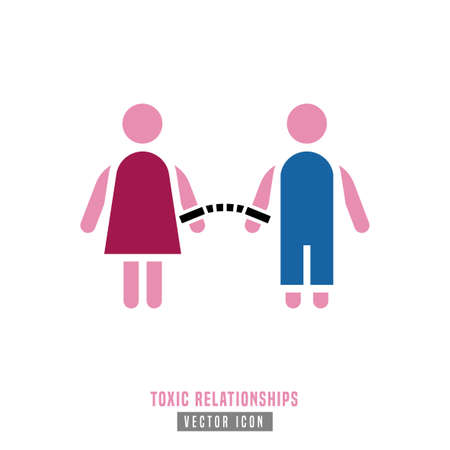 Toxic relationships sign. Editable vector illustration in pink and blue color. Communication, psychology and people behavior concept useful for pictogram, logotype, icon, symbol or poster design.のイラスト素材