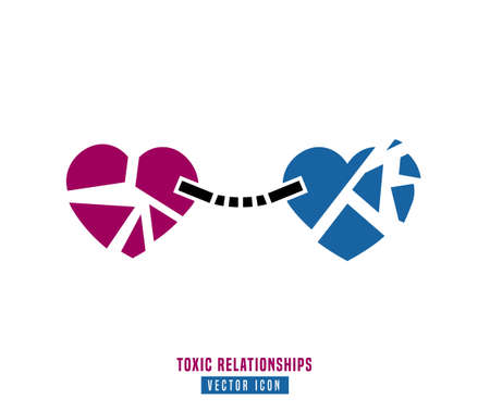 Toxic relationships sign. Editable vector illustration in pink and blue color. Communication, psychology and people behavior concept useful for pictogram, logotype, icon, symbol or poster design.のイラスト素材