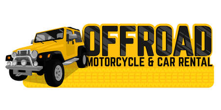 Off Road Car And Motorcycle Rental Banner In Modern Style