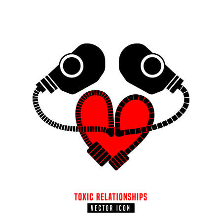 Toxic relationships sign. Editable isolated vector illustration in black and red color. Communication, psychology, people behavior concept useful for pictogram, logotype, icon, symbol or poster designのイラスト素材