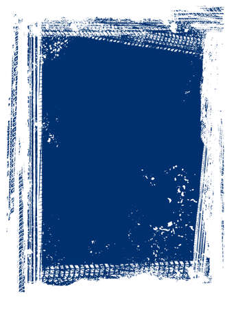 Vector automotive tire tracks frame background. Grunge winter skid marks backdrop for vertical poster, digital banner, flyer, booklet, brochure cover design. Editable image in white, blue colorsのイラスト素材