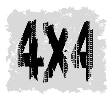 Extreme Off-Road hand drawn grunge lettering. Dust words, unique letters. Beautiful vector illustration. Editable graphic element in black color isolated on grey background.のイラスト素材