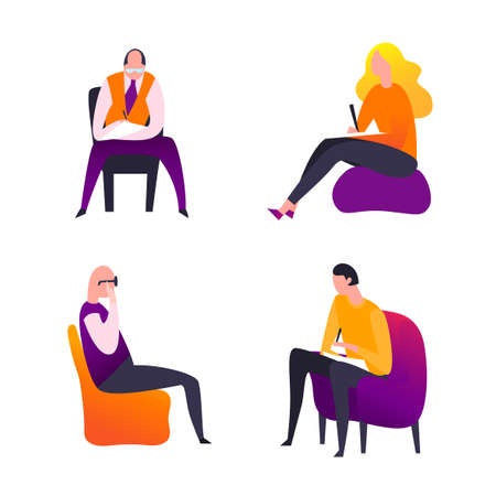 Psychologist and psychotherapist iconsのイラスト素材