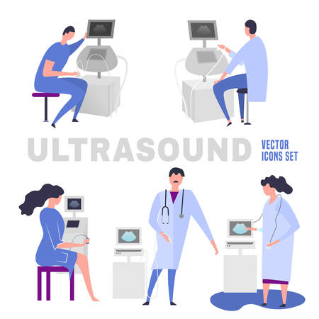 Flat ultrasound icons setのイラスト素材