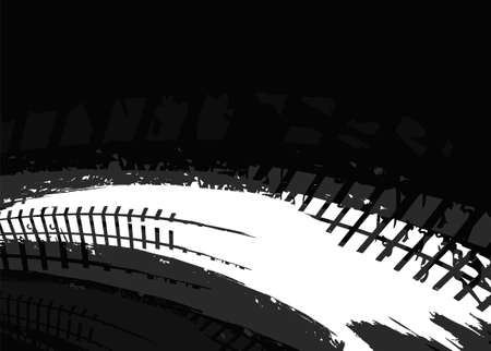 Vector automotive banners template. Grunge tire tracks backgrounds for landscape poster, digital banner, flyer, booklet, brochure and web design. Editable graphic image in black, grey, white colorsのイラスト素材