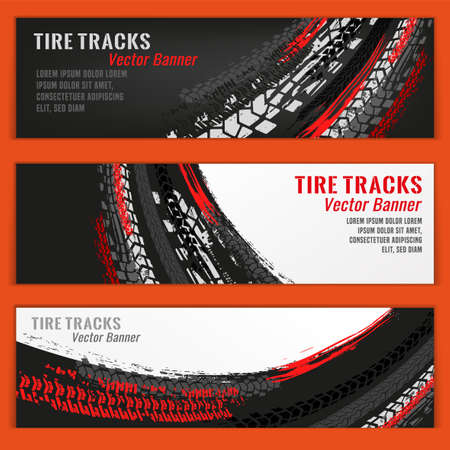 Tire track bannersのイラスト素材