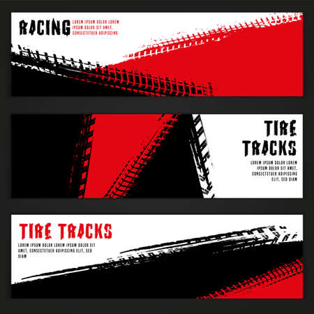 Tire track bannersのイラスト素材