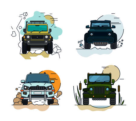 Off Road Cars Setのイラスト素材