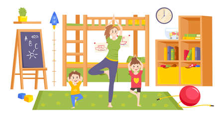 Family Yoga Imageのイラスト素材