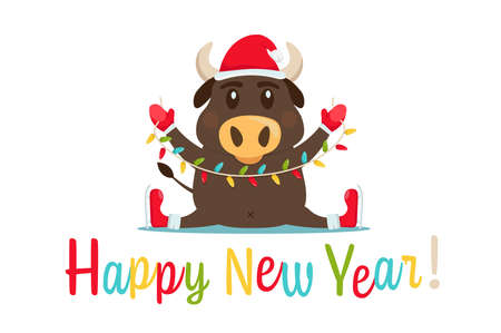 Santa bull Postcardのイラスト素材