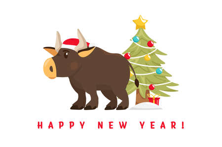 Santa bull Postcardのイラスト素材