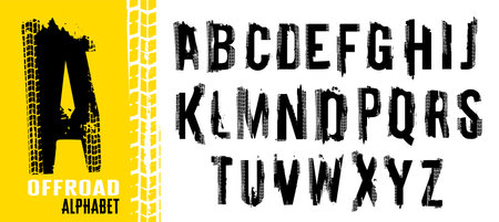 Free ride. Grunge tire letters. Off road letteringのイラスト素材