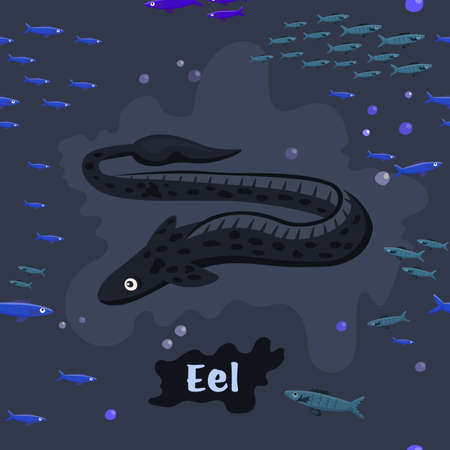 Eel. Endangered fish species. Editable vector illustrationのイラスト素材