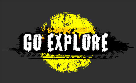 Off-Road hand drawn grunge lettering. Go exploreのイラスト素材