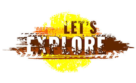 Off-Road hand drawn grunge lettering. Lets exploreのイラスト素材