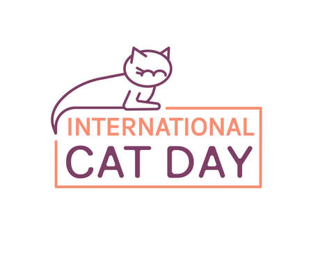 International cat day. World event. Editable vector illistrationのイラスト素材