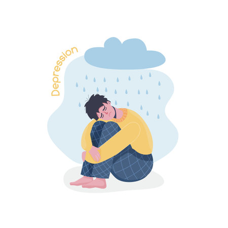 Schizophrenia symptoms collection. Editable isolated vector illustration.のイラスト素材