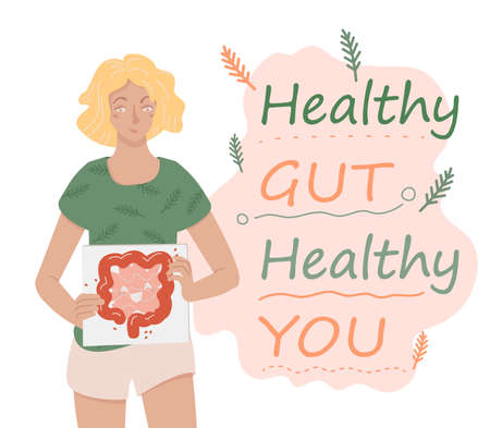 Why gut health matters. Horizontal vector poster.のイラスト素材