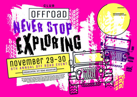 Off-Road poster with hand drawn grunge lettering.