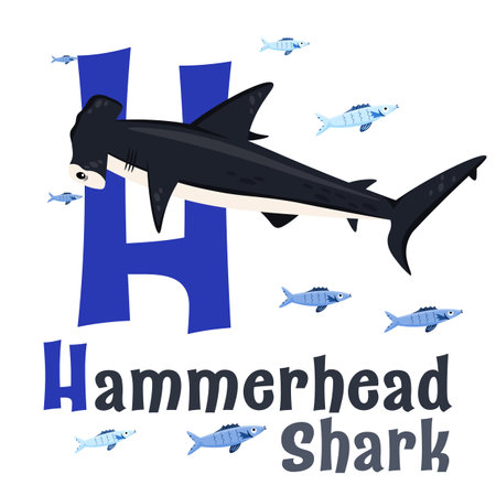 Sea Animals Alphabet. ABC for children. Letter H vector illustration.のイラスト素材