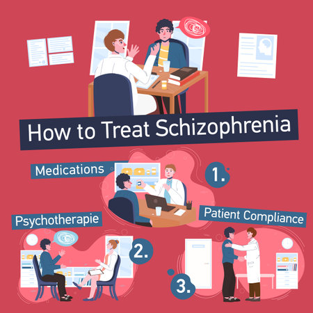 How to treat schizophrenia. Patient and doctor.のイラスト素材
