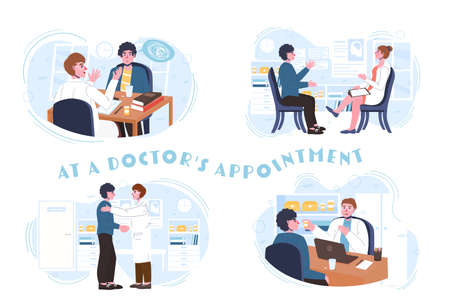 Professional medical treatment. Therapist consultation. Doctor appointment.のイラスト素材