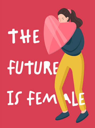 Girl power vertical poster. Woman rights concept.のイラスト素材