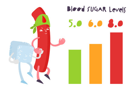 Blood sugar balance infographic. Normal and high levels.のイラスト素材