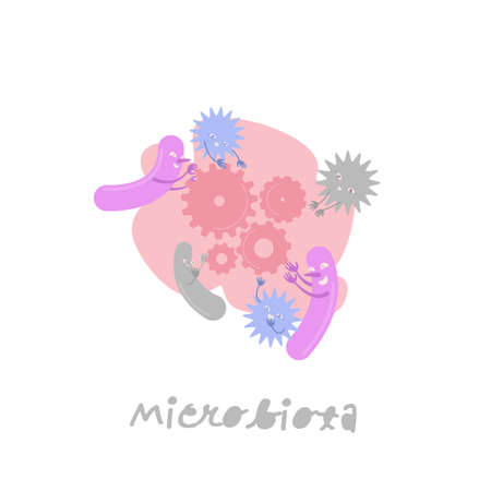 Microbiota cartoon character in a trendy styleのイラスト素材