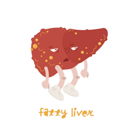 Fatty liver cartoon character in a trendy styleのイラスト素材
