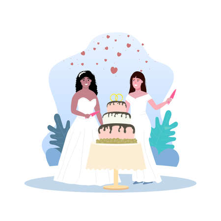 Unconventional wedding. Gay, bisexual and transgender people marriage.のイラスト素材