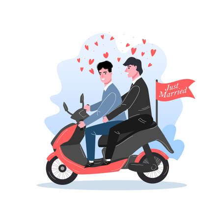 Unconventional wedding. Gay, bisexual and transgender people marriage.のイラスト素材