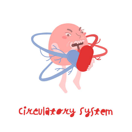 Vascular system. Cartoon character in a trendy style.のイラスト素材