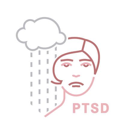 Post traumatic stress disorder sign. PTSD icon.のイラスト素材