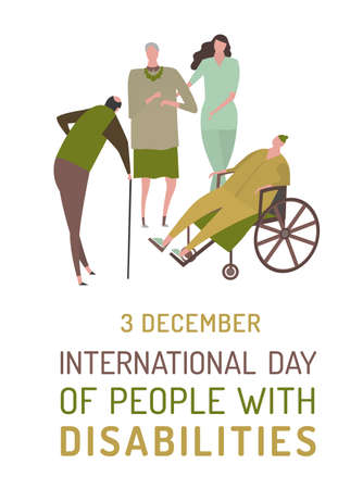 International disability day. Portrait poster. Editable vector illustrationのイラスト素材