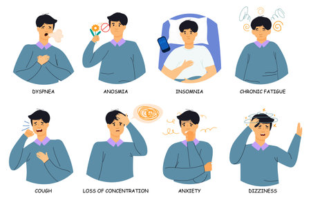 Long-term effects of infection. Long Haulers. Medical infographic.のイラスト素材