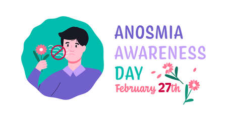 Smell loss vertical poster. Anosmia. Long-term effects.のイラスト素材