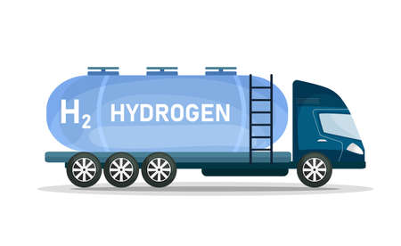 Hydrogen carrier. Petrol tanker. Clean transportation conceptのイラスト素材