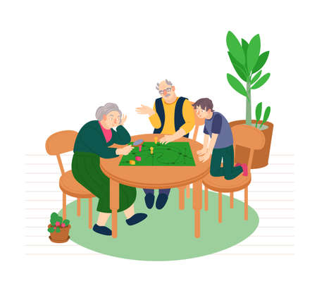 A family plays together at home. Funny time with children.のイラスト素材