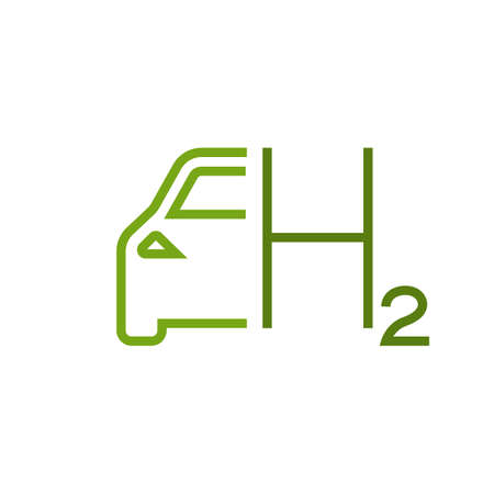 Green hydrogen car symbol. Editable vector illustrationのイラスト素材