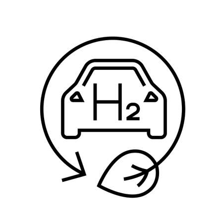 Black hydrogen car symbol. Editable vector illustrationのイラスト素材