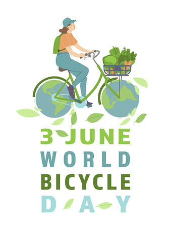 World bicycle day. International event. Vertical vector posterのイラスト素材