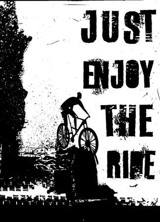 Offroad freestyle bicycle poster. Portrait vector illustrationのイラスト素材