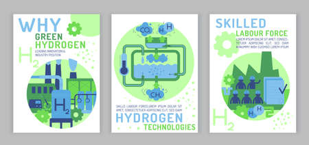 Why green hydrogen. Hydrogen technology. Vector illustrationのイラスト素材