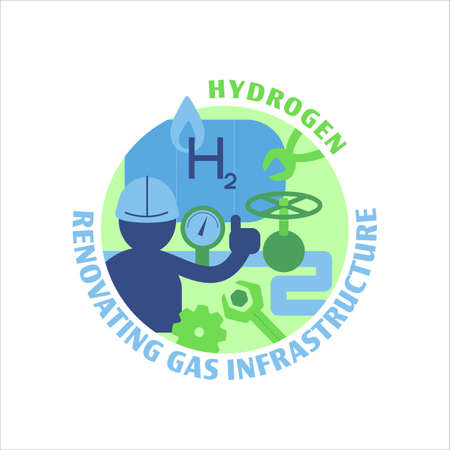 Hydrogen icon. Renovating gas infrastructure technology. Vector illustrationのイラスト素材