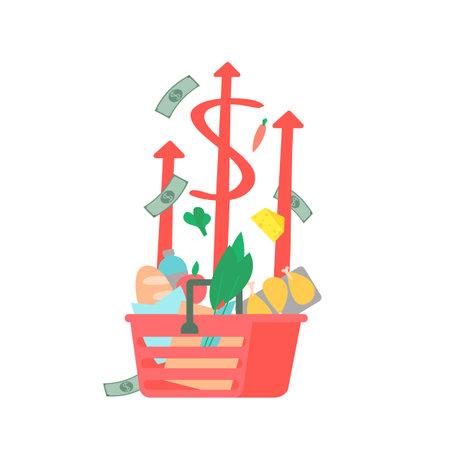 Food crisis, inflation, hunger concept. Isolated vector illustrationのイラスト素材