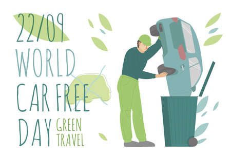 September 22nd. Carfree international event. World car free day.のイラスト素材