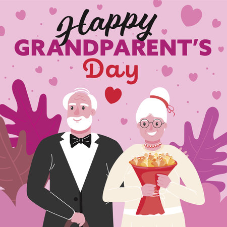 Happy national grandparent s day greeting card. Vector illustrationのイラスト素材